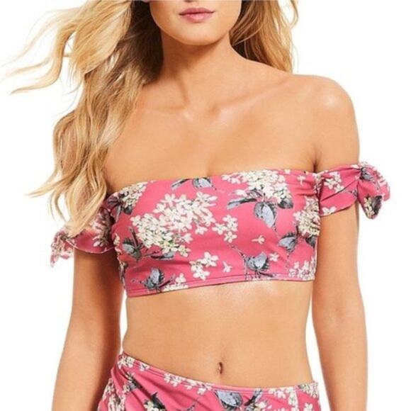 ANTONIO MELANI $166 NWT Floral Pink Bandeau Swim Bikini SET – Size 6 - Picture 6 of 9
